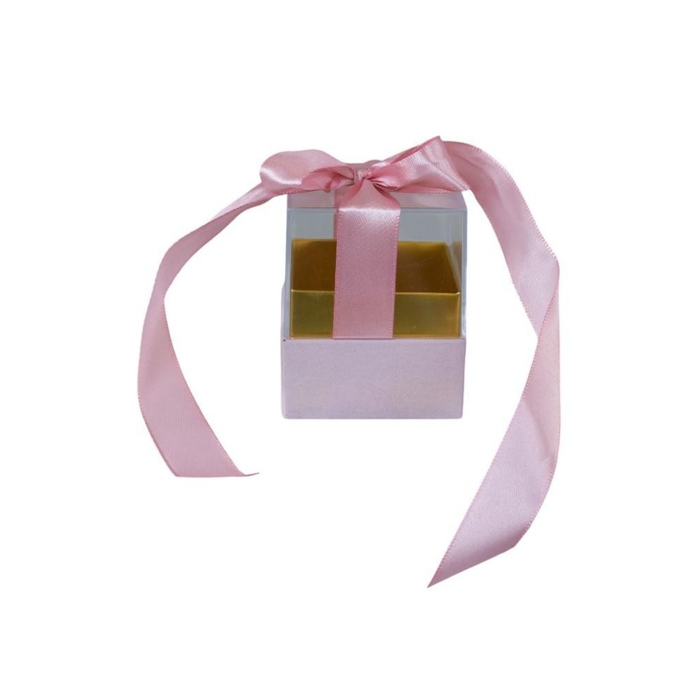 SCATOLA PLEX 6X6X6CM FIOCCO ROSA